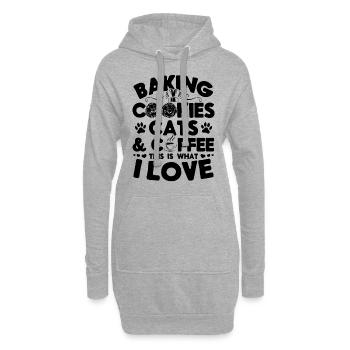 Baking Cookies Cats & Coffee This is what I Love - - Hoodie-Kleid - Grau meliert - Vorne