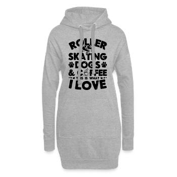 Roller Skating Dogs Coffee This Is What I Love - Hoodie-Kleid - Grau meliert - Vorne