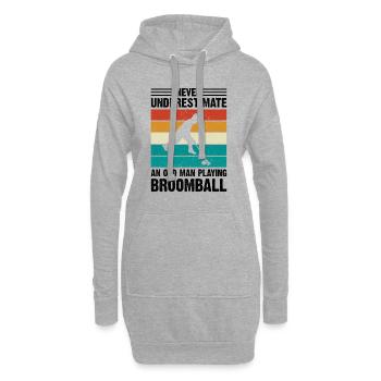 Never Underestimate An Old Man Playing Broomball - Hoodie-Kleid - Grau meliert - Vorne
