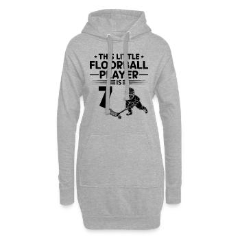 Ce petit joueur de floorball a 7 ans floorb - Sweat-shirt à capuche long Femme - gris chiné - Devant