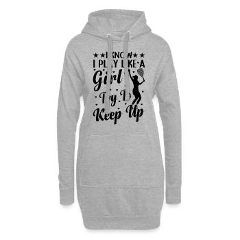 Je sais que je joue comme une fille essaie de suivre le rythme - Raquette - Sweat-shirt à capuche long Femme - gris chiné - Devant