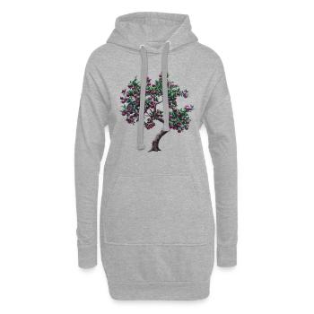 Arbre vivant avec des fruits violets - Sweat-shirt à capuche long Femme - gris chiné - Devant