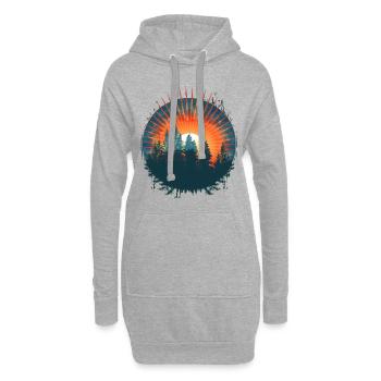 Sonnenuntergang Wald Silhouette Abenteuer - Hoodie-Kleid - Grau meliert - Vorne