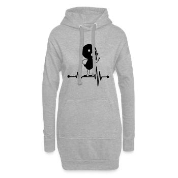 Harmonica Player Harmonica Heartbeat Harmonica Mus - Sweat-shirt à capuche long Femme - gris chiné - Devant
