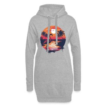 Flamingo Illustration - Hoodie-Kleid - Grau meliert - Vorne