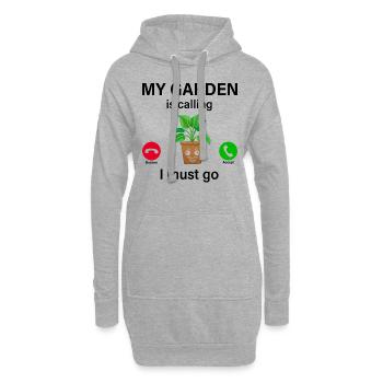 Jardinage - Mon jardin m’appelle, je dois partir - Terres - Sweat-shirt à capuche long Femme - gris chiné - Devant