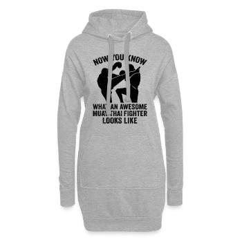 Muay Thai Boxing - Superbe combattant de Muay Thai - Sweat-shirt à capuche long Femme - gris chiné - Devant