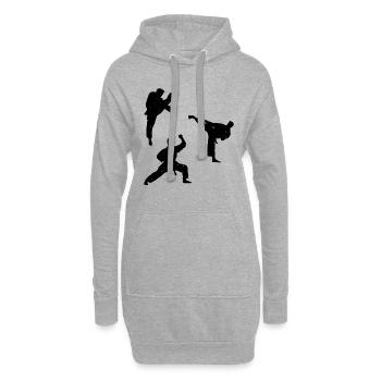 Silhouettes de combattants de karaté Karaté - Sweat-shirt à capuche long Femme - gris chiné - Devant