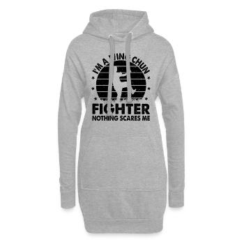 Je suis un combattant de Wing Chun, rien ne me fait peur - Wing C - Sweat-shirt à capuche long Femme - gris chiné - Devant