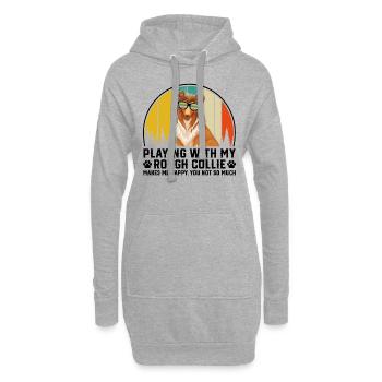 Playing with my Rough Collie makes me happy you no - Hoodie-Kleid - Grau meliert - Vorne
