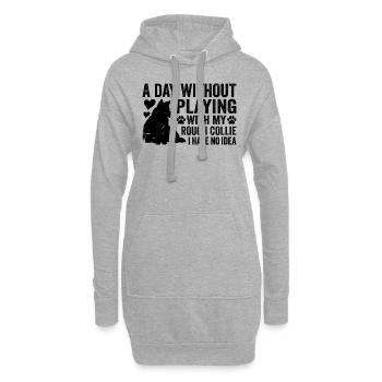 Une journée sans jouer avec mon Rough Collie que j’ai - Sweat-shirt à capuche long Femme - gris chiné - Devant
