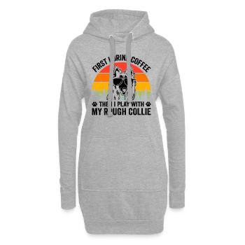 First I Drink Coffee Then I play with my Rough Col - Hoodie-Kleid - Grau meliert - Vorne