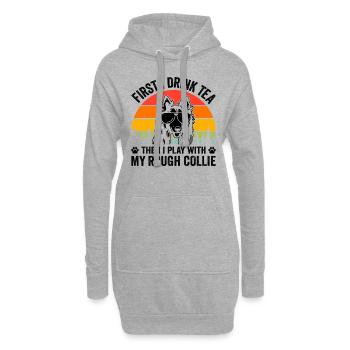 First I drink tea then I play with my Rough collie - Hoodie-Kleid - Grau meliert - Vorne
