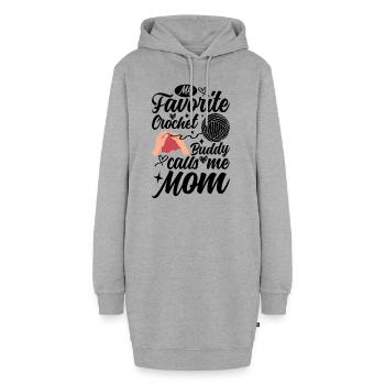My Favorite Crochet Buddy calls me Mom Crocheting - Hoodie-Kleid - Grau meliert - Vorne