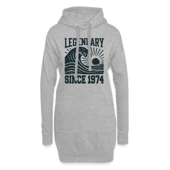 Légendaire depuis 1974 Birthday Wave - Sweat-shirt à capuche long Femme - gris chiné - Devant