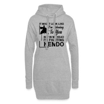 Kendo Fighter - mais dans ma tête, je me bats contre le Kendo - Sweat-shirt à capuche long Femme - gris chiné - Devant