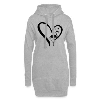 Cœur de flamant rose Amateur de flamants roses - Sweat-shirt à capuche long Femme - gris chiné - Devant