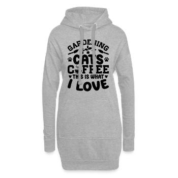 Jardinage chats café c’est ce que j’aime - - Sweat-shirt à capuche long Femme - gris chiné - Devant