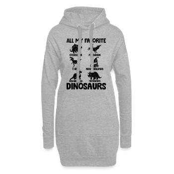 Dinosaur Lover Dino Lover - Tous mes préférés - Sweat-shirt à capuche long Femme - gris chiné - Devant