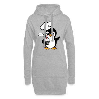 Pinguin Mit Kochmütze Liebt Backen - Hoodie-Kleid - Grau meliert - Vorne