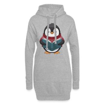 Pingouin douillet avec motif de livre - Sweat-shirt à capuche long Femme - gris chiné - Devant