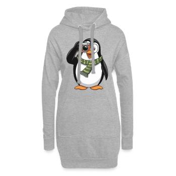 Pingouin mignon avec appareil photo pour les amoureux des animaux - Sweat-shirt à capuche long Femme - gris chiné - Devant