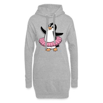 Pingouin joyeux dans le style d’un ballet - Sweat-shirt à capuche long Femme - gris chiné - Devant