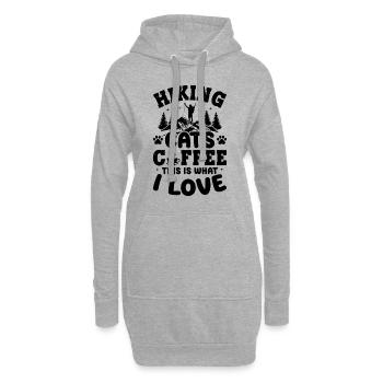 Hiking Cats Coffee This Is What I Love - Hiking - Hoodie-Kleid - Grau meliert - Vorne
