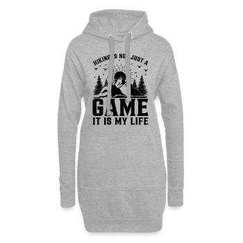 Hiking is not just a game it is my life - Hiking - Hoodie-Kleid - Grau meliert - Vorne