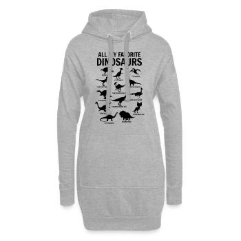 Dinos Dinosaure Tous mes dinosaures préférés - Sweat-shirt à capuche long Femme - gris chiné - Devant