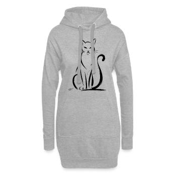 Silhouette de chats élégants Oeuvre - Sweat-shirt à capuche long Femme - gris chiné - Devant