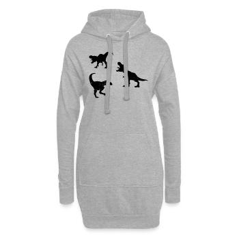 Silhouette Dinosaure T-Rex Dino - Sweat-shirt à capuche long Femme - gris chiné - Devant
