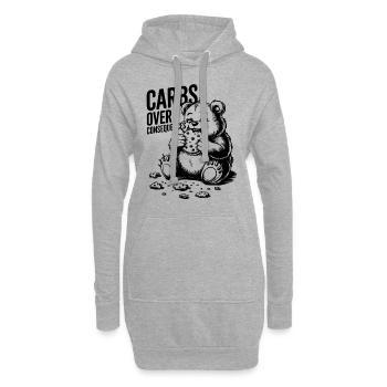 Carbs Over Consequences Bären-Illustration - Hoodie-Kleid - Grau meliert - Vorne