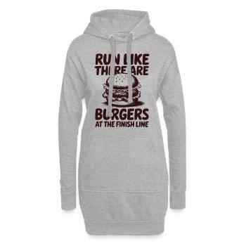 Laufen Wie Ein Marathonläufer, Burger Am Ziel - Hoodie-Kleid - Grau meliert - Vorne
