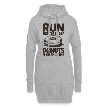 Courez comme un marathonien, beignets à l’arrivée - Sweat-shirt à capuche long Femme - gris chiné - Devant