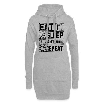 Funny Wakeboarding - Eat Sleep Wakeboarding Repeat - Hoodie-Kleid - Grau meliert - Vorne