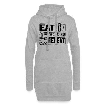 Funny Wakeboarding - Eat Wakeboarding Repeat - Hoodie-Kleid - Grau meliert - Vorne