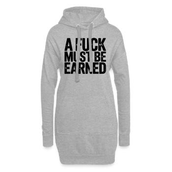 A Fuck Must Be Earned Statement - Hoodie-Kleid - Grau meliert - Vorne