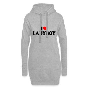 I love ladyboy - Sweat-shirt à capuche long Femme - gris chiné - Devant