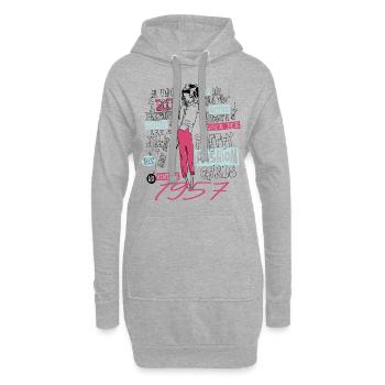 Jahrgang 1957 Geschenk Geburtstag 1957 Mädchen 1957 - Hoodie-Kleid - Grau meliert - Vorne