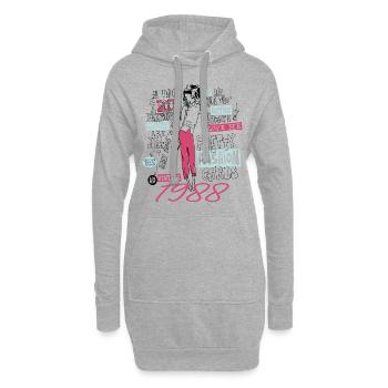Millésime 1988 Cadeau Anniversaire 1988 Fille 1988 - Sweat-shirt à capuche long Femme - gris chiné - Devant