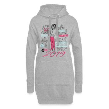 Jahrgang 2019 Geschenk Geburtstag 2019 Mädchen 2019 - Hoodie-Kleid - Grau meliert - Vorne