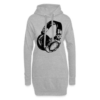 DJ Headset - Hoodie-Kleid - Grau meliert - Vorne