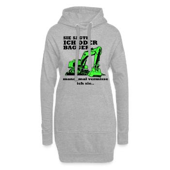 Bagger Baggerfahrer Baggern Spruch - Hoodie-Kleid - Grau meliert - Vorne