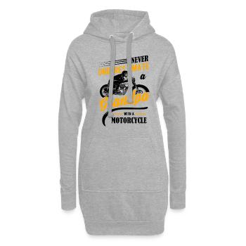 Opa mit Motorrad Spruch T-Shirt - Hoodie-Kleid - Grau meliert - Vorne