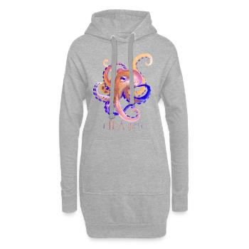 Tee shirt poulpe pieuvre aquarelle je vous merne - Sweat-shirt à capuche long Femme - gris chiné - Devant