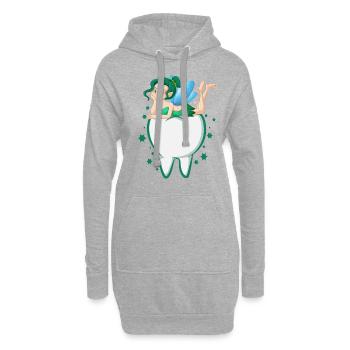 Zahnarzt Zahnfee Zahnärztin Zähne Shirt - Hoodie-Kleid - Grau meliert - Vorne