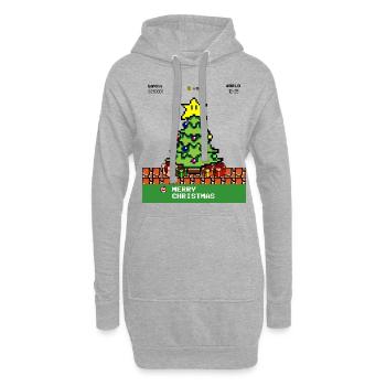Joyeux Noël pixel gaming gamer gamer - Sweat-shirt à capuche long Femme - gris chiné - Devant