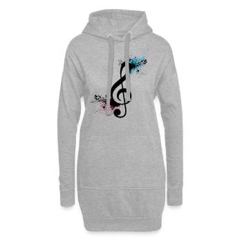 Amateur de musique de clé de sol - Sweat-shirt à capuche long Femme - gris chiné - Devant