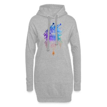 YOGA, Joga, Meditation, Geschenk, Geschenkidee - Hoodie-Kleid - Grau meliert - Vorne